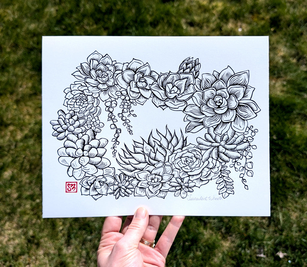 Succulent Wreath, print