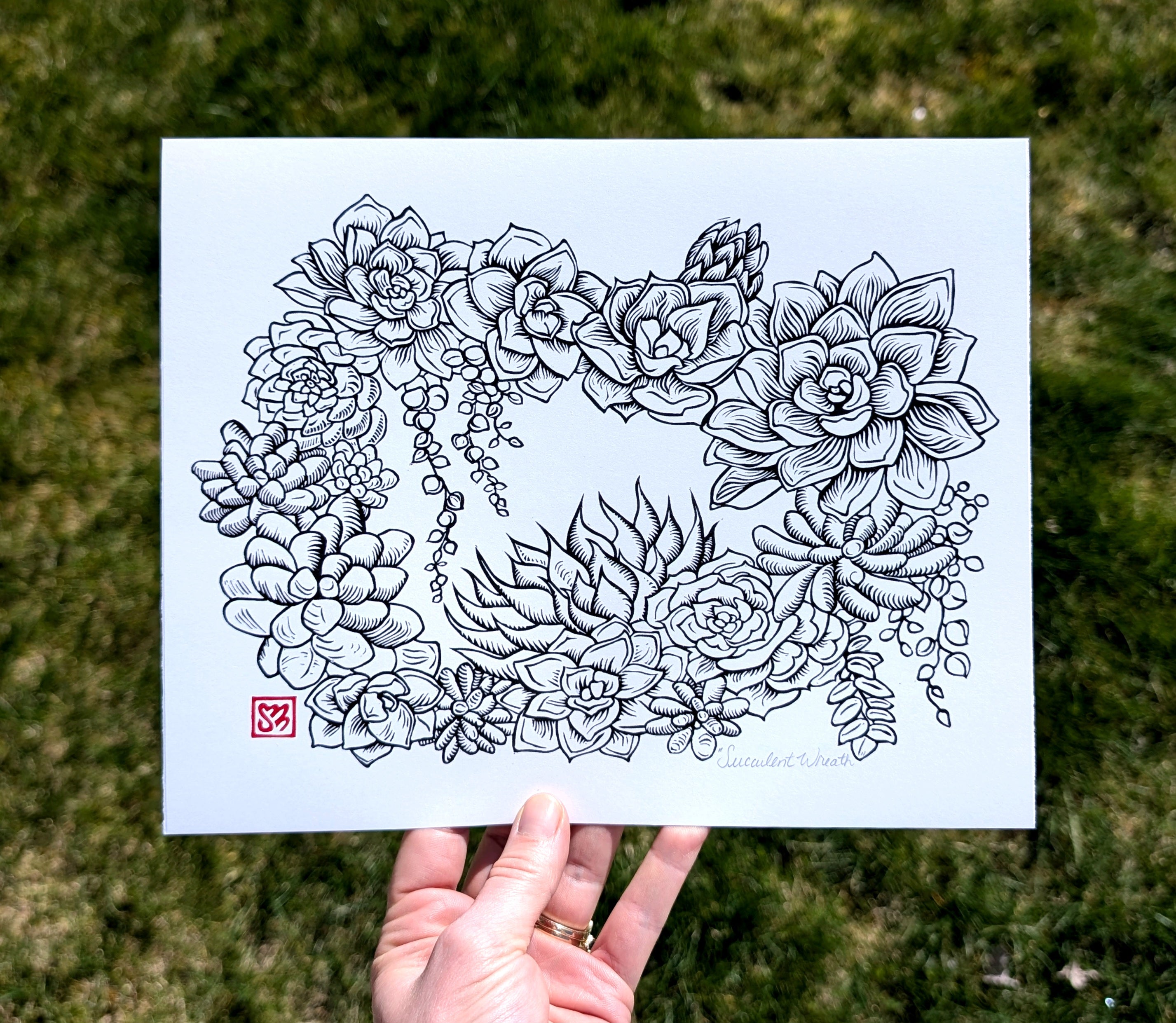 Succulent Wreath, print