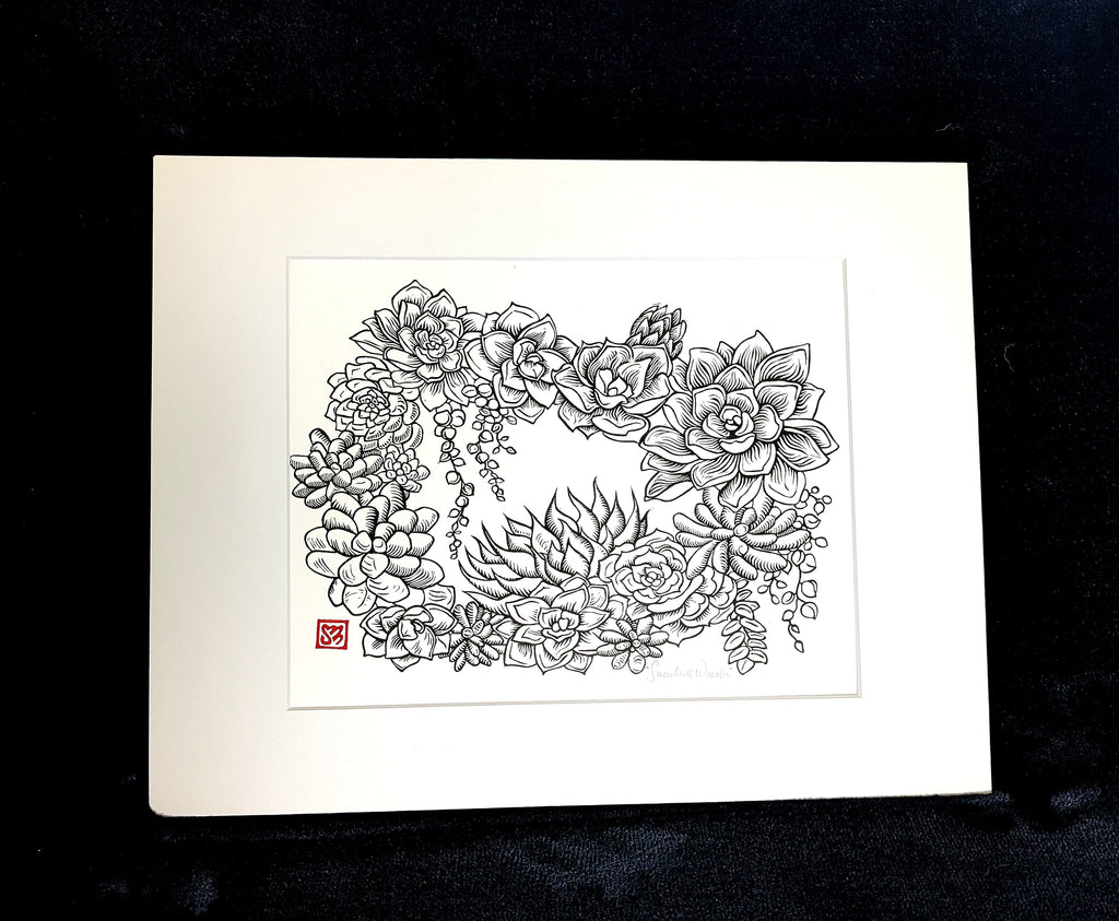 Succulent Wreath, print